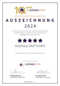 Auszeichnung_AHK_2024_Autohaus Wolf